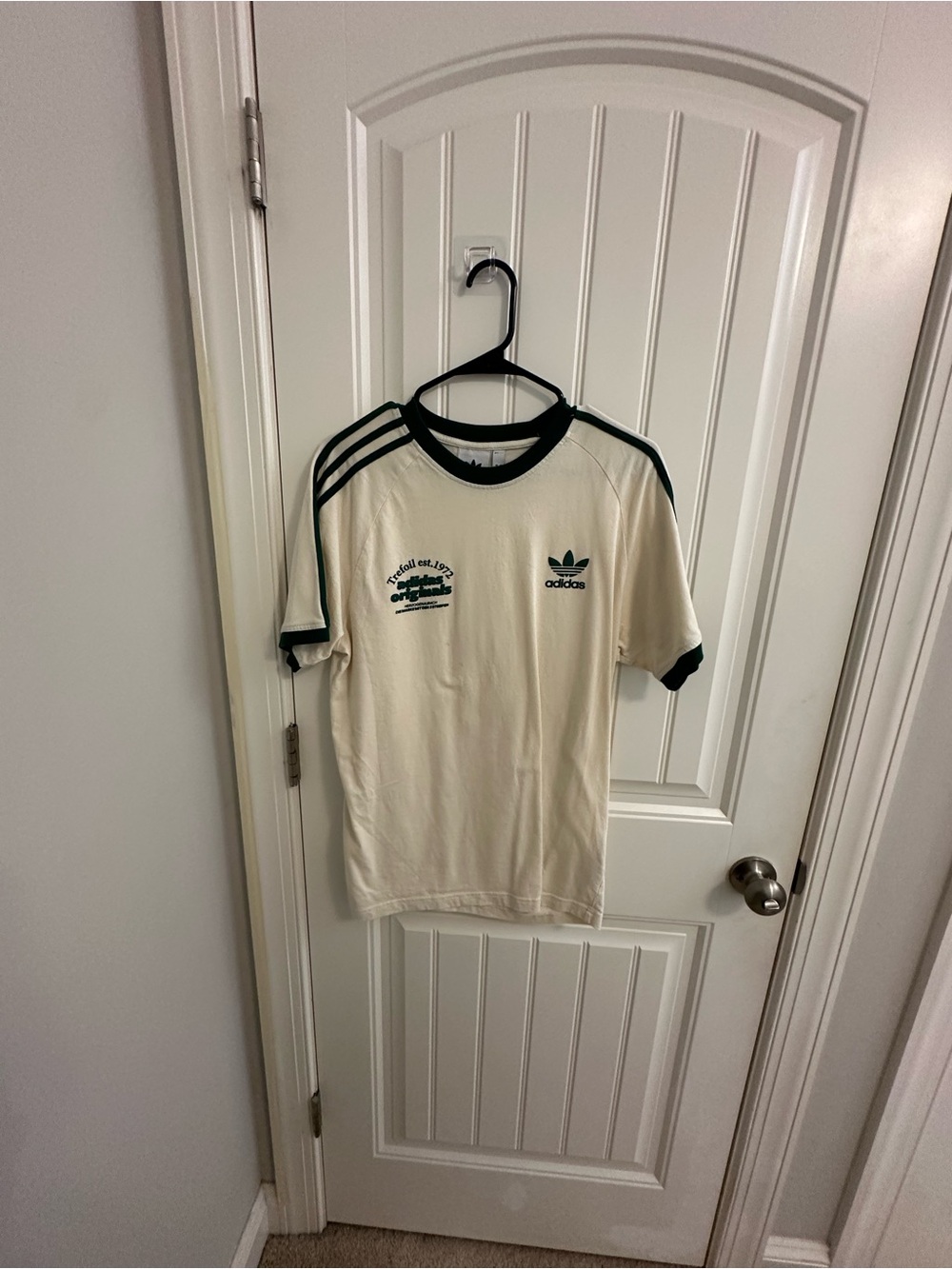 Adidas London Cream Ringer Tee with green Trim